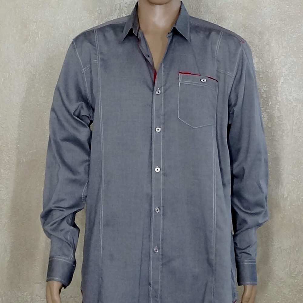 Marc Ecko Grey Mens Long Sleeve Shirt Size Large